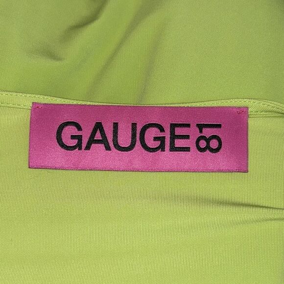 New GAUGE81 Krasnodar Draped Mini Dress Lime Green Medium - Picture 10 of 14